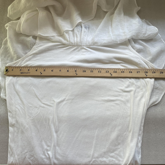 Apt 9 Shirt Women Petite Large White Layered Flowy Draped Fairy Paper White Top - Picture 6 of 10